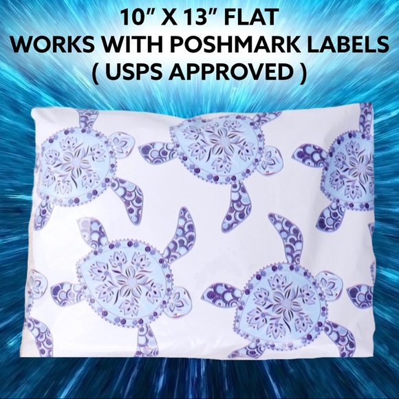25 10X13 Blue Turtle Mailers CLEARANCE - Picture 3 of 7